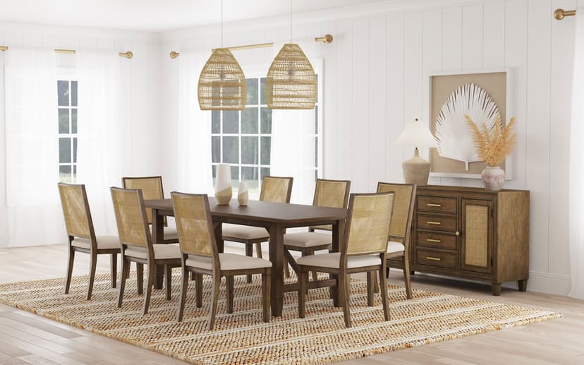 Matisse 9-piece Rectangular Dining Table Set Light Brown