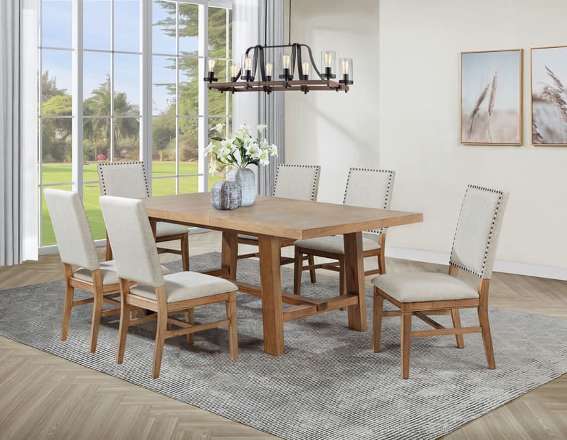 Middleton 7-piece Extension Leaf Dining Set Brown and Beige