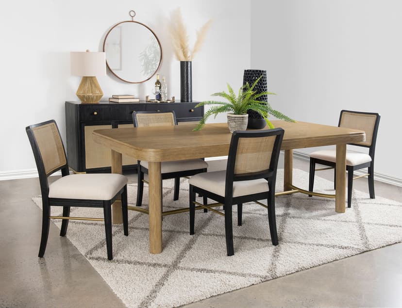 Arini 5-piece Extension Leaf Dining Table Set Sand Wash and Black