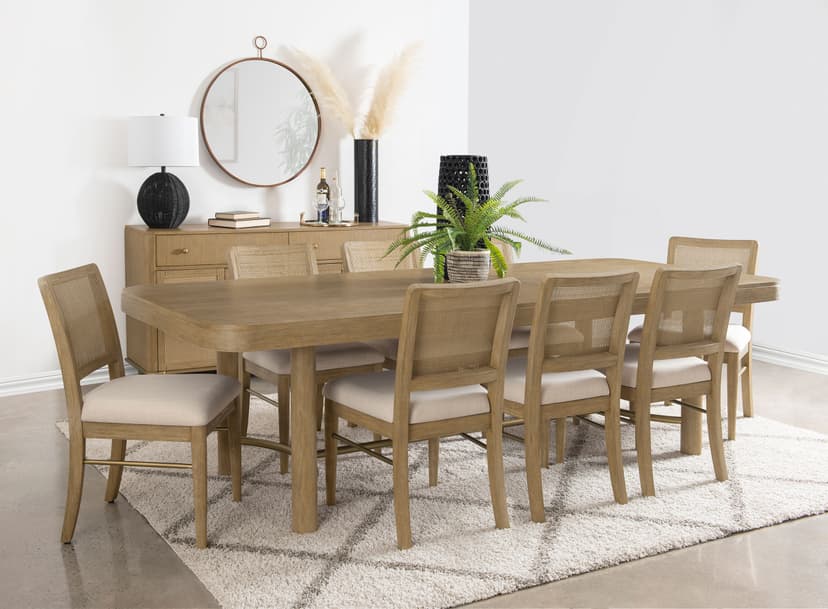 Arini 9-piece Extension Leaf Dining Table Set Sand Wash