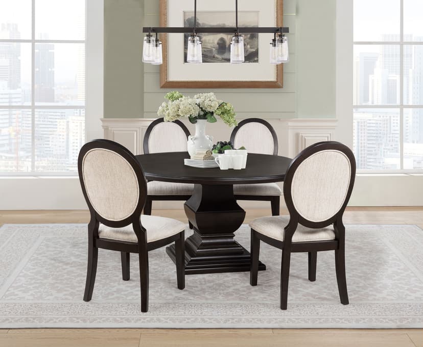 Twyla 5-piece Round Wood Dining Room Table Set Dark Cocoa