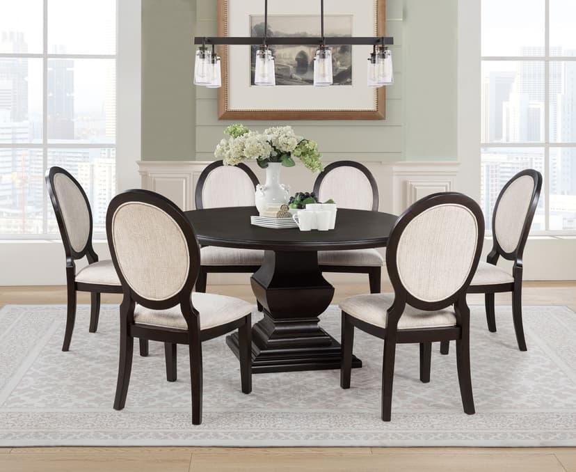 Twyla 7-piece Round Wood Dining Room Table Set Dark Cocoa