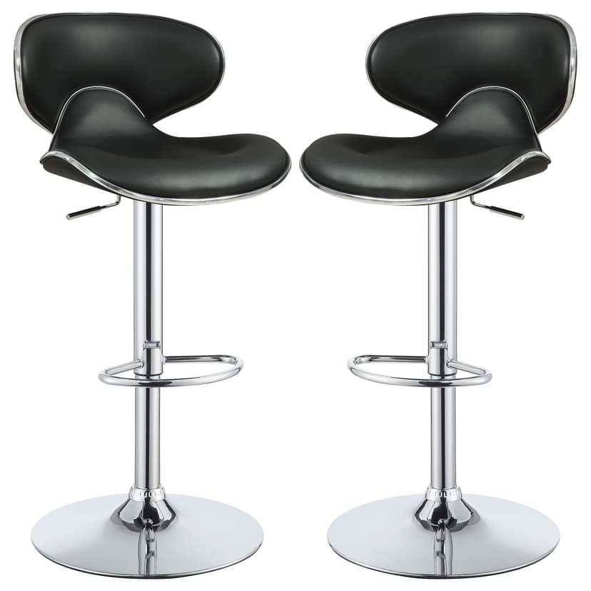Edenton Upholstered Adjustable Bar Stool Black (Set of 2)