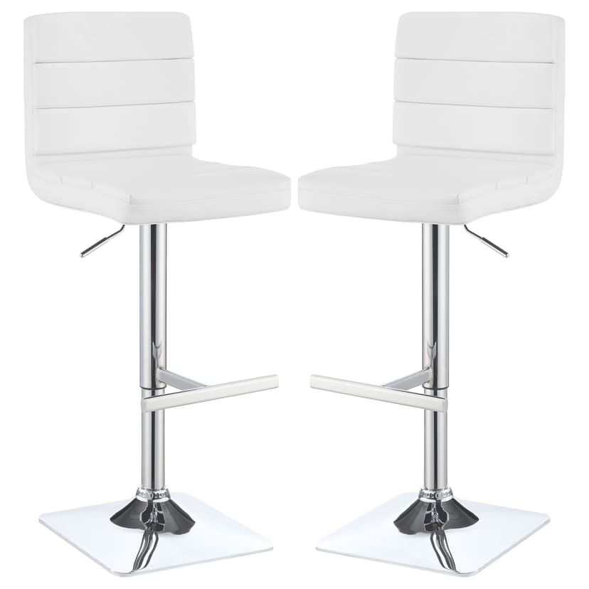 Bianca Upholstered Adjustable Bar Stool White (Set of 2)