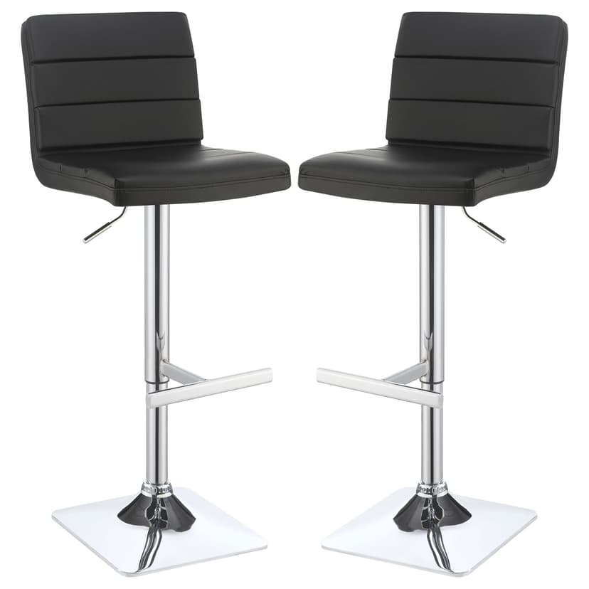 Bianca Upholstered Adjustable Bar Stool Black (Set of 2)