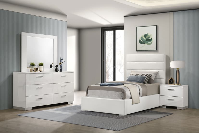 Felicity 4-piece Twin Bedroom Set White High Gloss