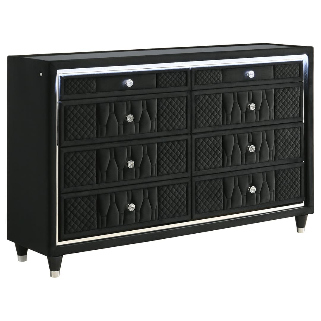 Lorient 8-drawer LED Bedroom Dresser Cabinet Black