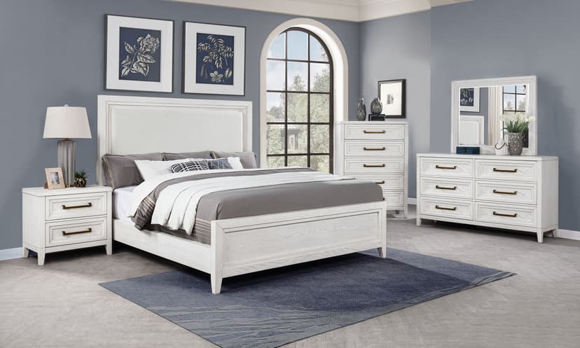 Marielle 5-piece Queen Bedroom Set Distressed White 