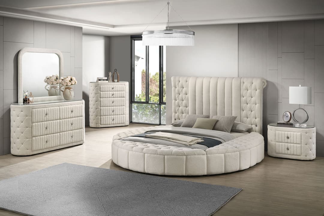 Sonya 5-piece Upholstered Queen Bedroom Set Ivory
