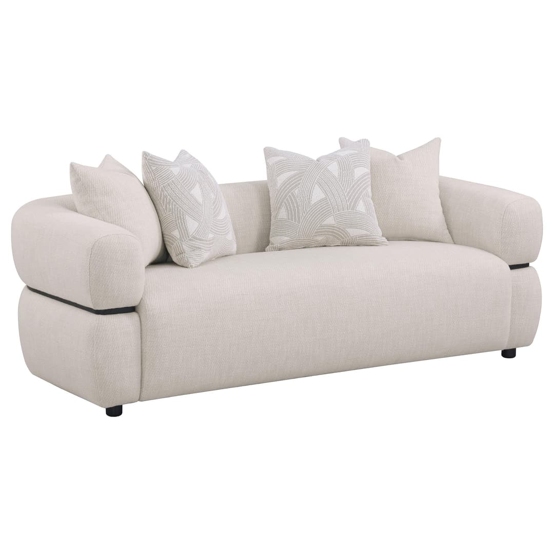 Jeanette 84-inch Fabric Upholstered Round Arm Sofa Beige