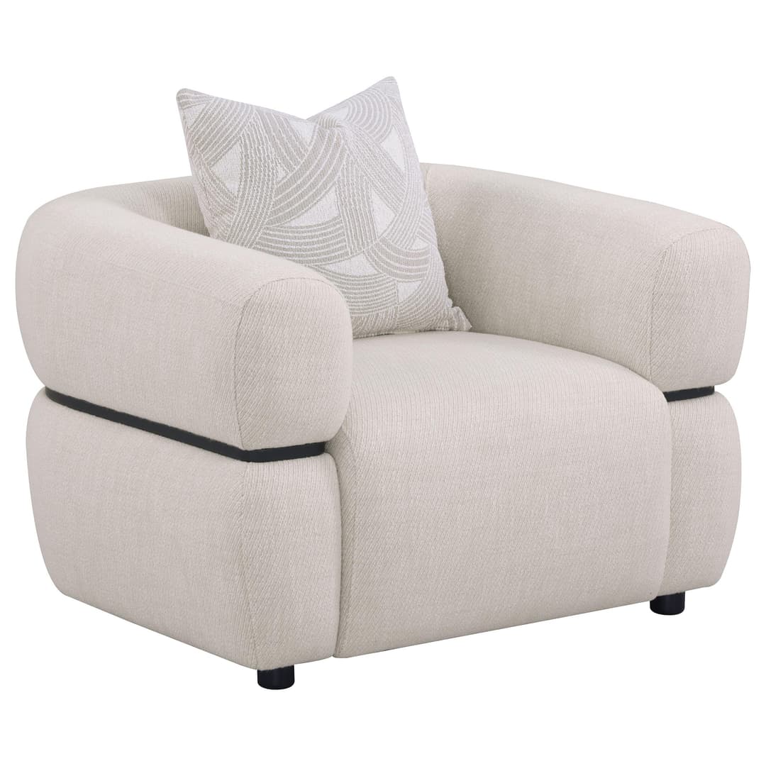 Jeanette Fabric Upholstered Round Arm Accent Chair Beige