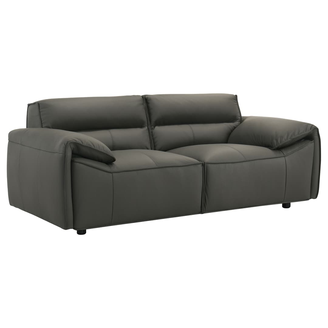 Buxton Top Grain Leather Upholstered Loveseat Graphite