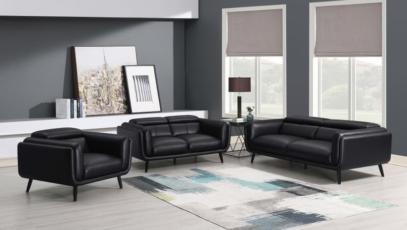 Shania 3-piece Upholstered Low Back Sofa Set Black