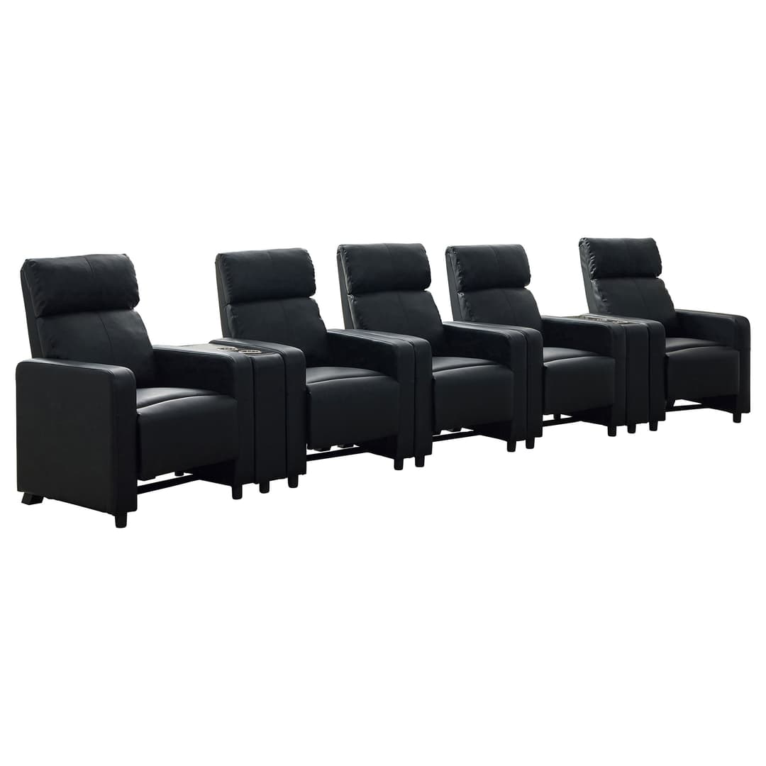 Toohey Upholstered Tufted Recliner Living Room Set Black