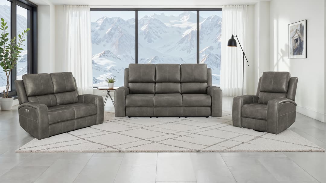Brickston 3-piece Triple Power Reclining Sofa Set Charcoal