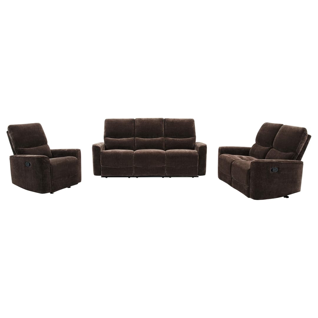 Navarro 3-piece Upholstered Reclining Sofa Set Dark Brown