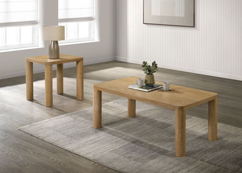Castlewood 2-piece Cocktail Coffee Table Set Washed Oak