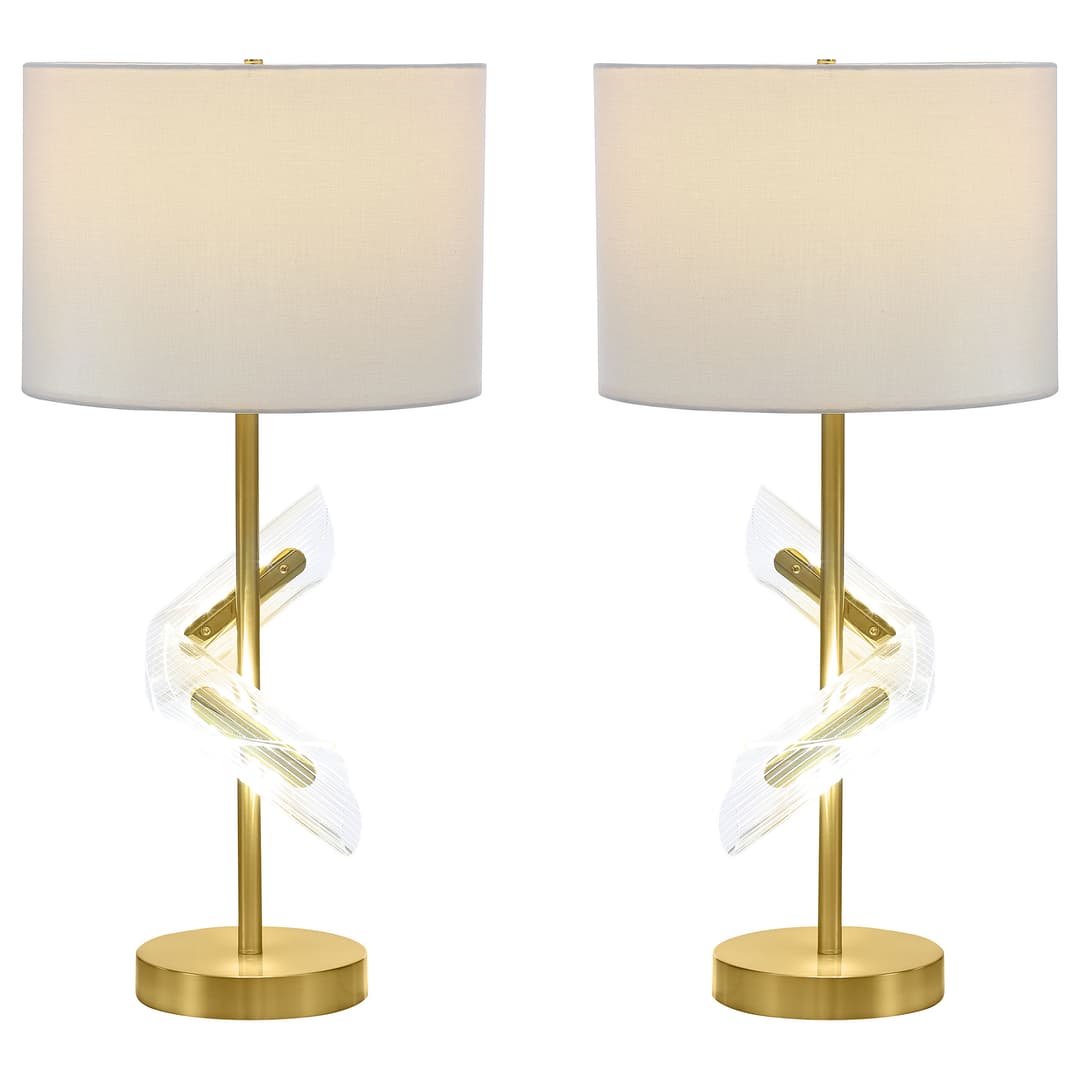 Kingsley 30-inch Drum Shade Table Lamp Gold (Set of 2)