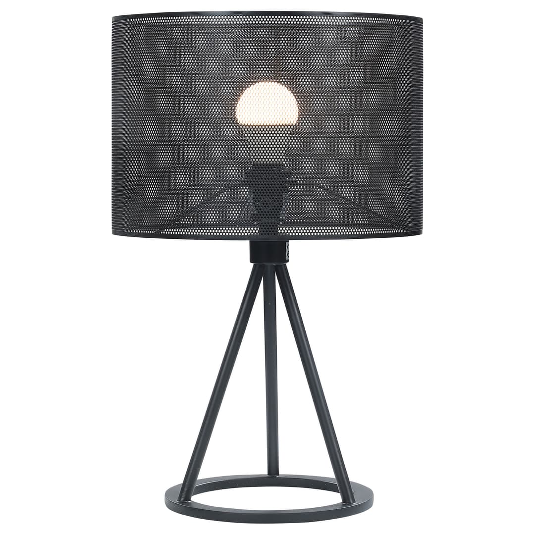 Chapin 19-inch Metal Mesh Drum Shade Table Lamp Black